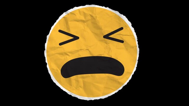 Sad face Paper Emoji with Alpha channel