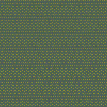 Seamless pattern of thin yellow zigzag lines on a dark olive green background, for textile
