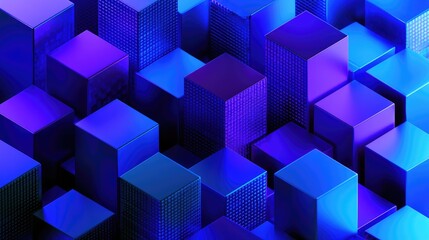 Obraz premium Abstract geometric composition with varied blue and purple cubes