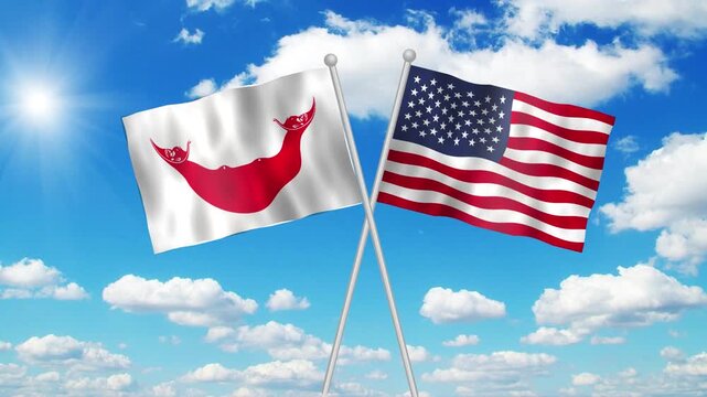Easter Island Rapa Nui And Usa Flag Loop
