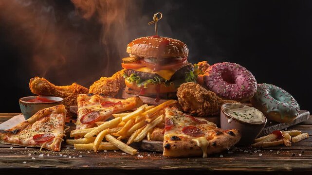 Savor the steam rising from a juicy cheeseburger and crispy fried chicken loaded with peppers and spices