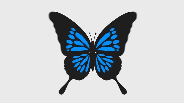 Animated Blue Swallowtail Butterfly Flapping Wings Seamless Loop, Vector Cartoon Animation, Isolated on Alpha Channel Transparent Background, Magic Fantasy Insect Stock Video