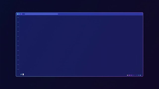 Dark window displays empty code editor. Blue hues dominate screen, suggesting programming environment. Minimalist design focuses on workspace.