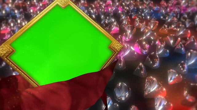 Luxury Golden Kaleidoscope Frame Presentation - Ornamental Mandala Green Screen Chroma Key Mockup