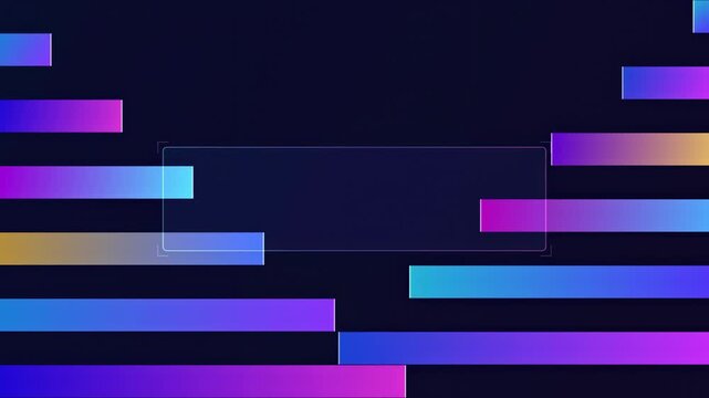 Dark background features rectangular shape outlined with neon blue glow. Simple design, modern aesthetic, potential screen element.