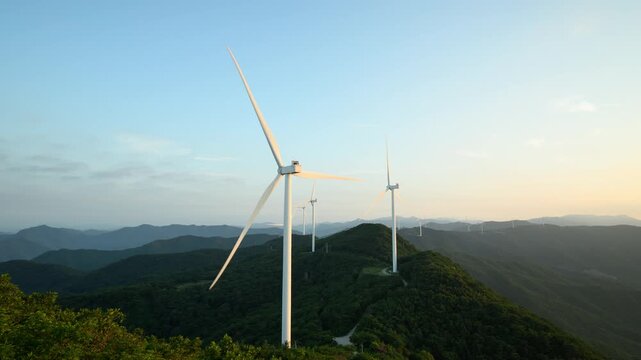 Wind Turbines Sunrise Timelapse