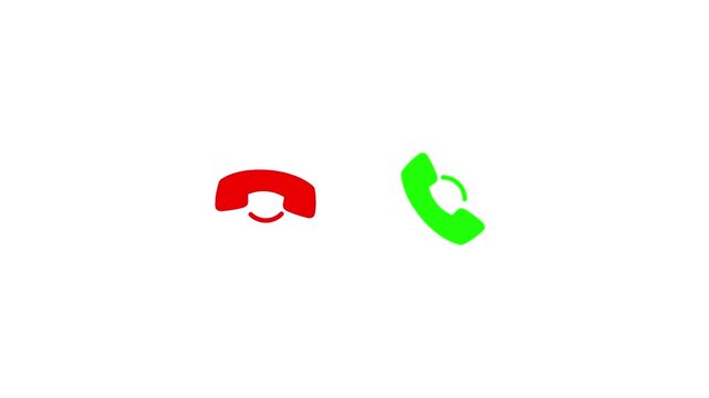 Incoming call interface animation with accept and decline buttons on white background, phone interface 4k stock  video. 