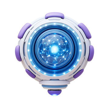 Futuristic hightech spherical device with glowing network interface design transparent background