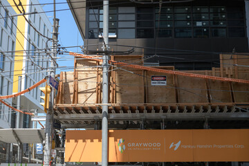 Fototapeta premium construction of 241 Church Street (at the northeast corner of Church St and Dundas St E), a purpose-built rental project by Graywood Developments, designed by Turner Fleischer Architects, Toronto