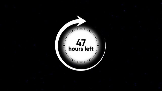 47 hours left countdown timer with rotating arrow animation