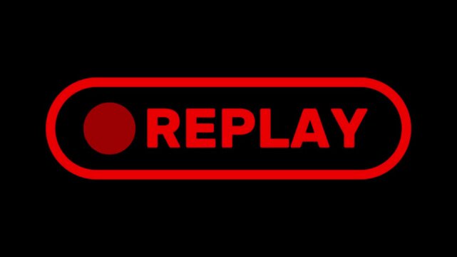 Replay text button animation for video camera and camcorder recordings Vertical VHS Replay on transparent background