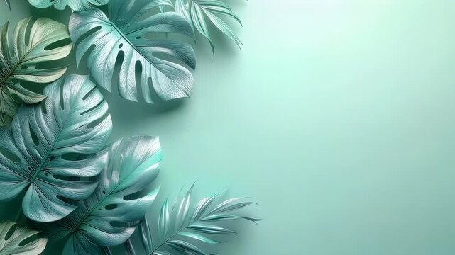 Mint Tropical Leaf Frame Loop