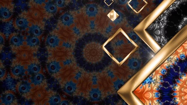 Golden Geometric Frame Mosaic Intro - Deluxe Floral Pattern Green Screen Chroma Key Template