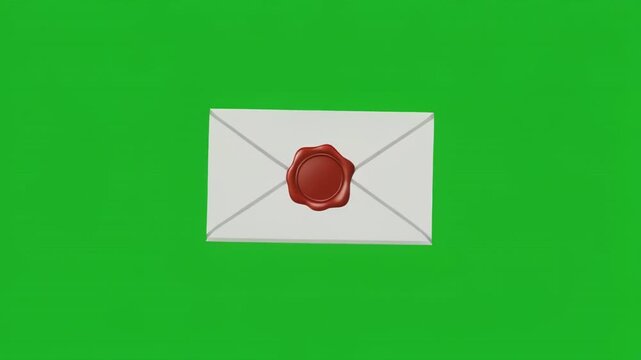 Envelopes with red wax seals moving across green screen background in a cinematic sequence