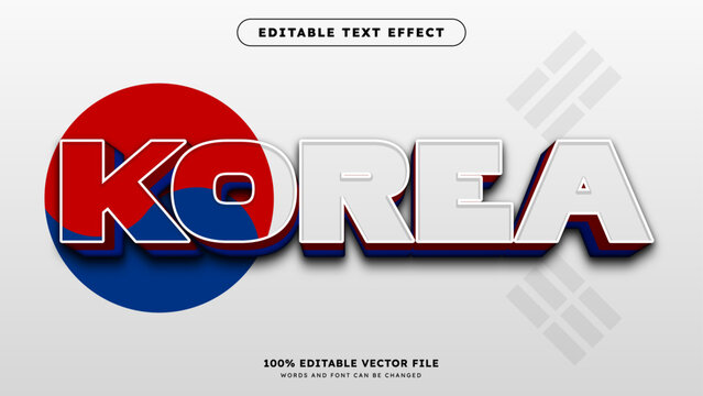 3d Korean style editable vector text effect Asian concept suitable for celebrating Korean event theme