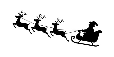 Santa claus and reindeer silhouette on a white background © arjun