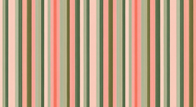 Vertical stripes of muted coral, sage, and pale pink alternate