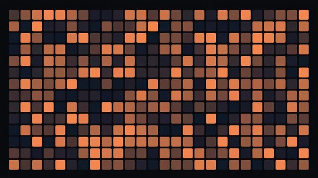 Abstract animated heatmap matrix filling with values drawn as magenta and pink glowing lines and dots on a deep dark background. Clean minimal motion graphics element with free space around it, ideal 