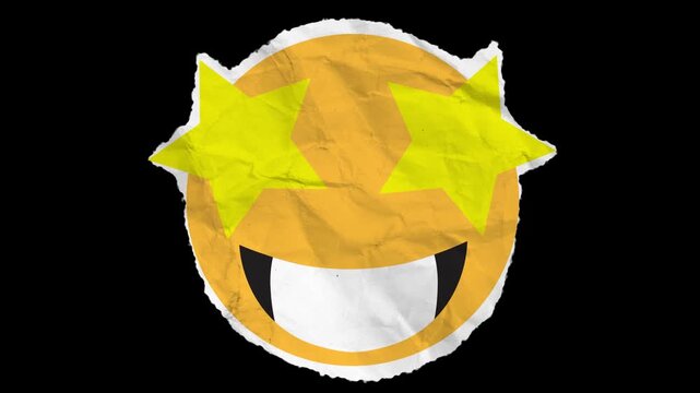 Smiley Star Eyes Paper Emoji with Alpha channel