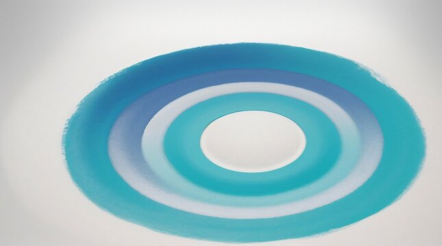 Abstract minimalist blue concentric circles pattern on clean white surface background.