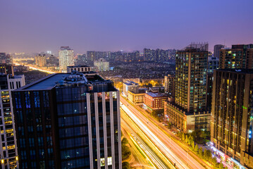 Fototapeta premium Night Cityscape of Hangzhou, Zhejiang, China