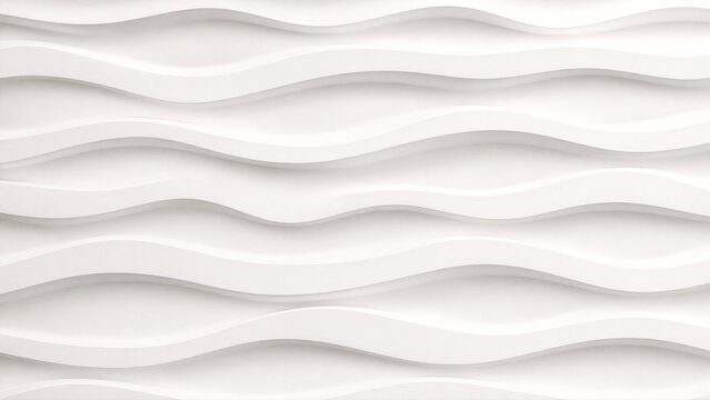 Abstract white wall texture with smooth fluid organic wave pattern, 3d render