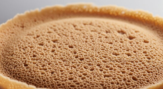 Macro close up shot of fermented ethiopian injera bread texture