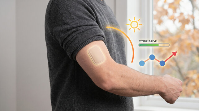 Vitamin D Wearable Patch Arm Infographic in Autumn Sunlight Health Trac