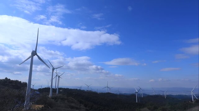 Wind Turbines at Aoyama Plateau, Mie Japan (Short 4K Clip)