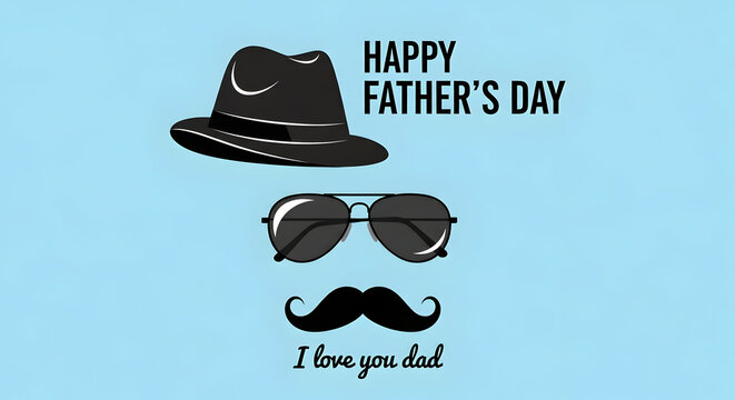 I love you dad greeting with fedora hat glasses mustache fathersday mustache