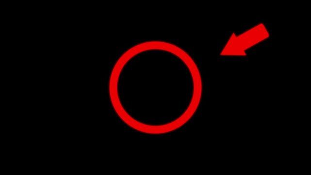 Red circle spotted with arrow highlight motion graphic animation on green screen background.4k video animation