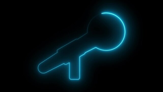 Glowing neon line Microphone icon isolated on black background. On air radio mic microphone. Speaker sign. 4K studio, communication, signal, technology, 