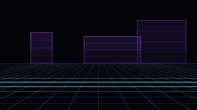 Abstract animated room being scanned into a spatial mesh drawn as cool blue-white glowing lines and dots on a deep dark background. Clean minimal motion graphics element with free space around it, ide