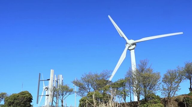 Wind Turbine Zoom-In at Aoyama Plateau, Mie Japan (HD)  