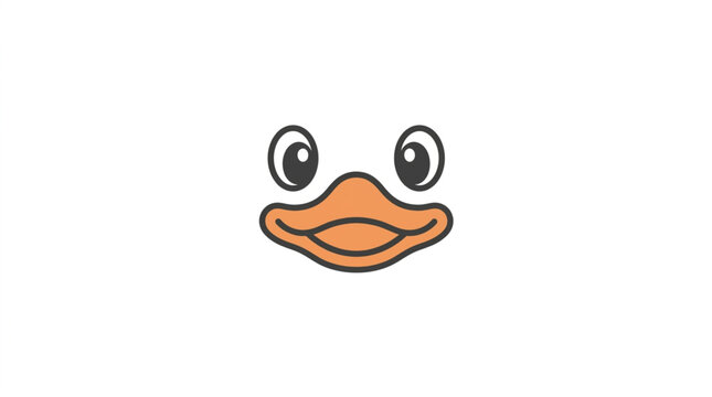 Cute cartoon duck face with big eyes and orange beak.