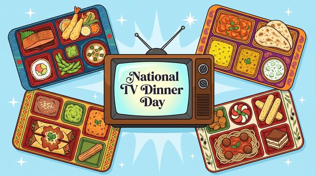 World Cuisine Television Dinner Celebration National TV Dinner Day Artwork