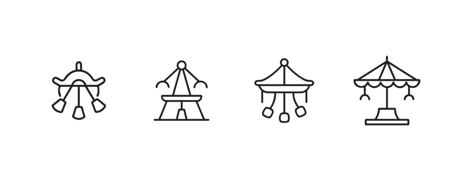 merrygoround icons in simple line style for graphic design  isolated on white background