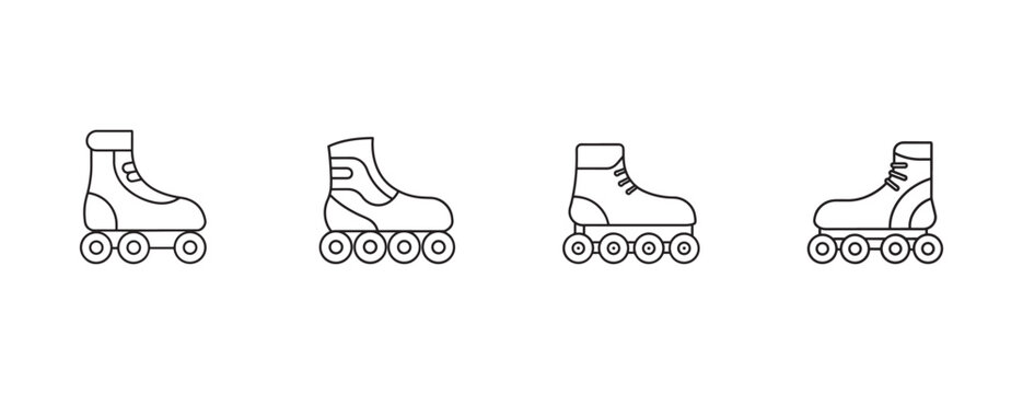 rollerblades in different styles and positions on white background  roller skates for sports and leisure activities