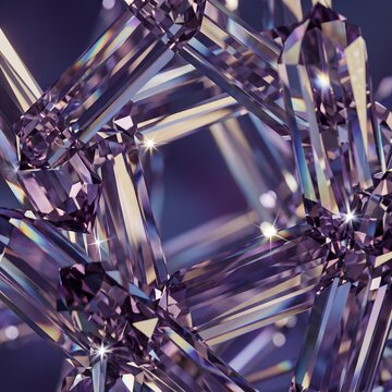 Abstract Purple Gemstone Facets With Light Refractions