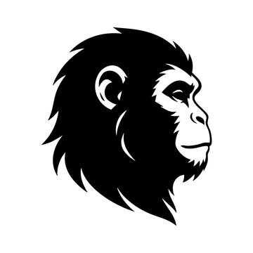 Vector silhouette of a monkey's head