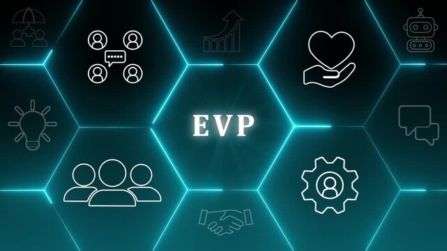 Employee value proposition (EVP) strategy concept. Attract, motivate and retain talented employees in a competitive job market through the corporate culture and benefits offering.4k video