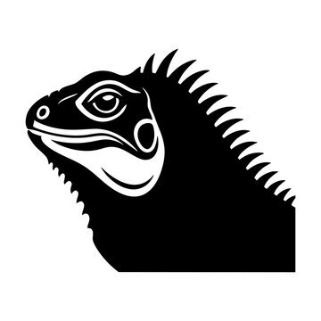 Vector silhouette of an iguana head