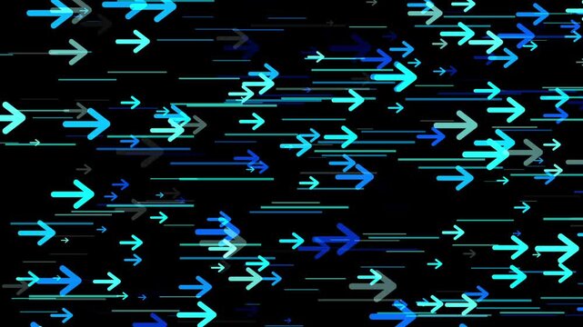 Abstract fast-moving particles and arrows indicating direction and speed