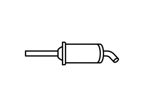 Automobile exhaust muffler component outline symbol for transportation and mechanics