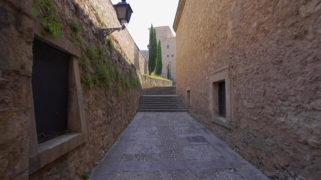 Stone passage and steps beside San Pablo Convent in historic Cuenca, Castilla La Mancha