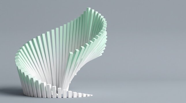 3D Abstract Mint Green Parametric Spiraling Pillars Background