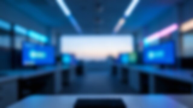 Modern Futuristic AI Workspace Background for Tech Company Website