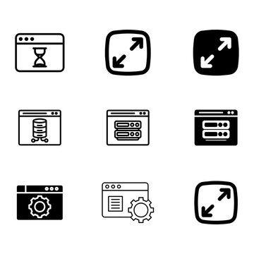 Modern Window Management Vector Icons for Multitasking, Workspace Organization, and Productivity.