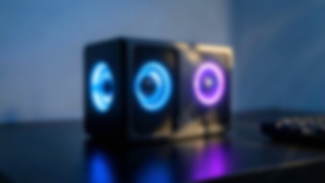 Blurred glowing AI server hardware background for cybersecurity