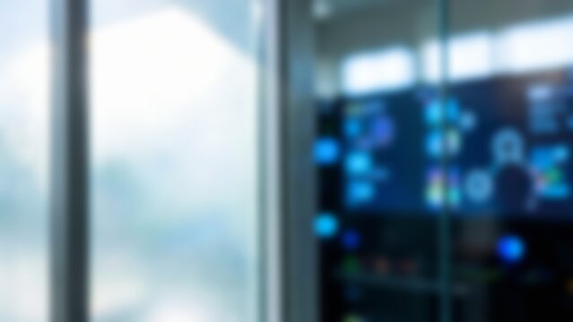 Blurred Futuristic AI Workplace Office Background for Tech Website
